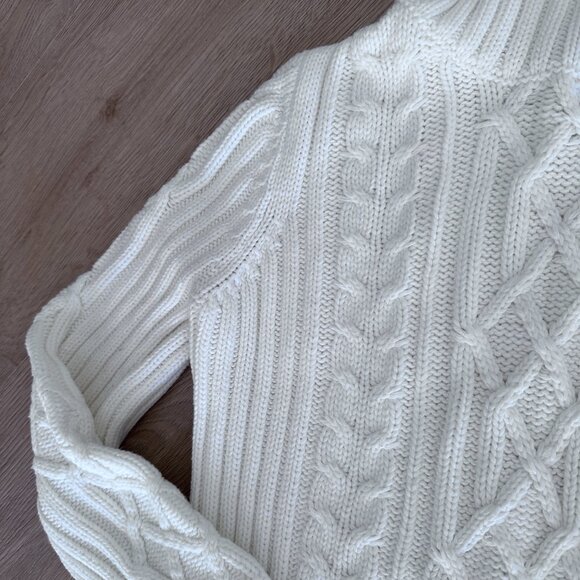 Fisherman Aran Cable Knit Sweater sz M - Ivory - Picture 3 of 11
